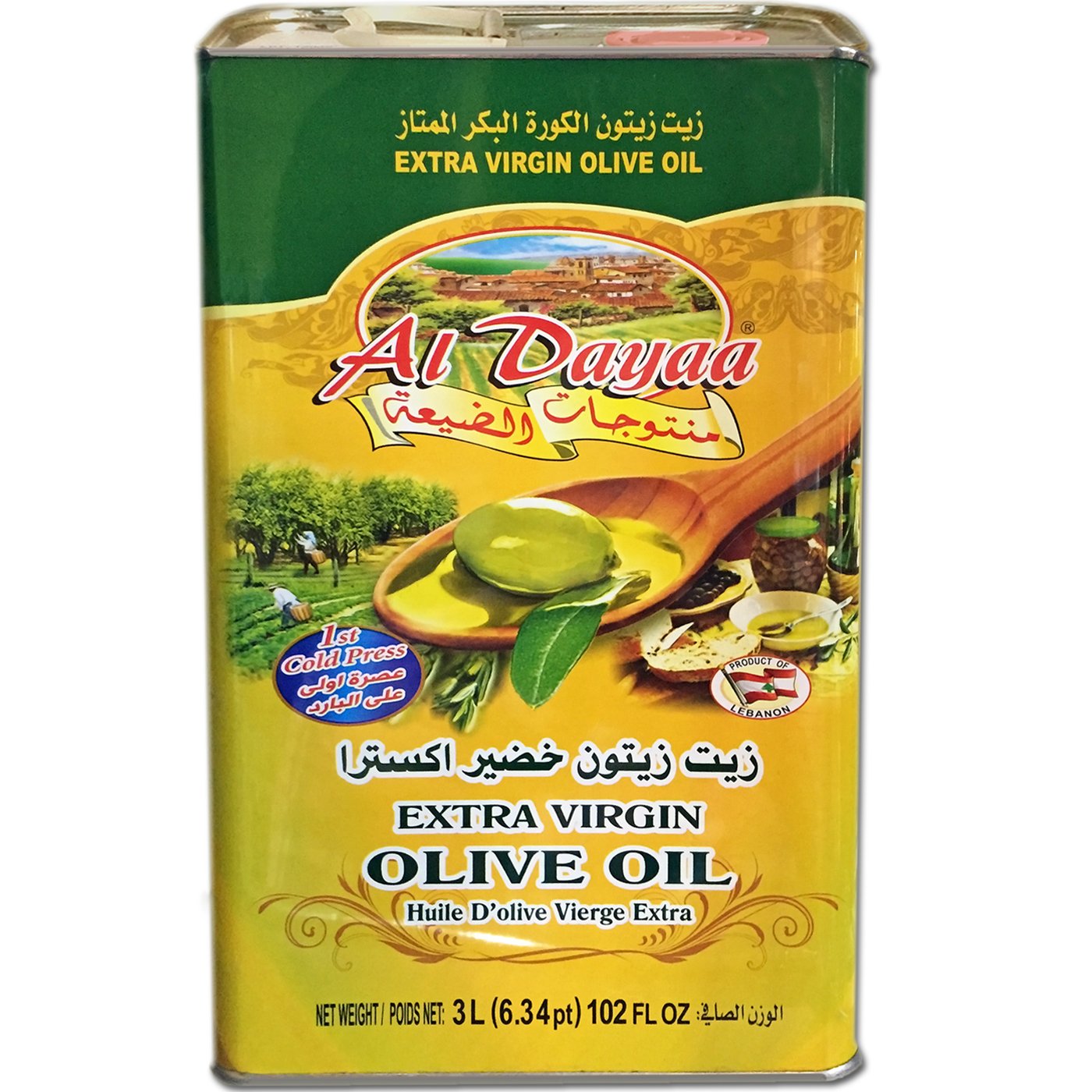 10 Case- Al Dayaa - Extra Virgin Olive Oil - (Case of 4 - 3L 102 fl oz )